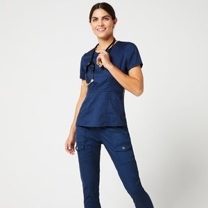 Jaanuu Peplum Scrub Set Navy Blue XXS XS Petite